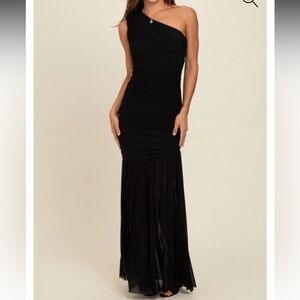Maternity and non maternity Elegant Black One-Shoulder Evening Dress